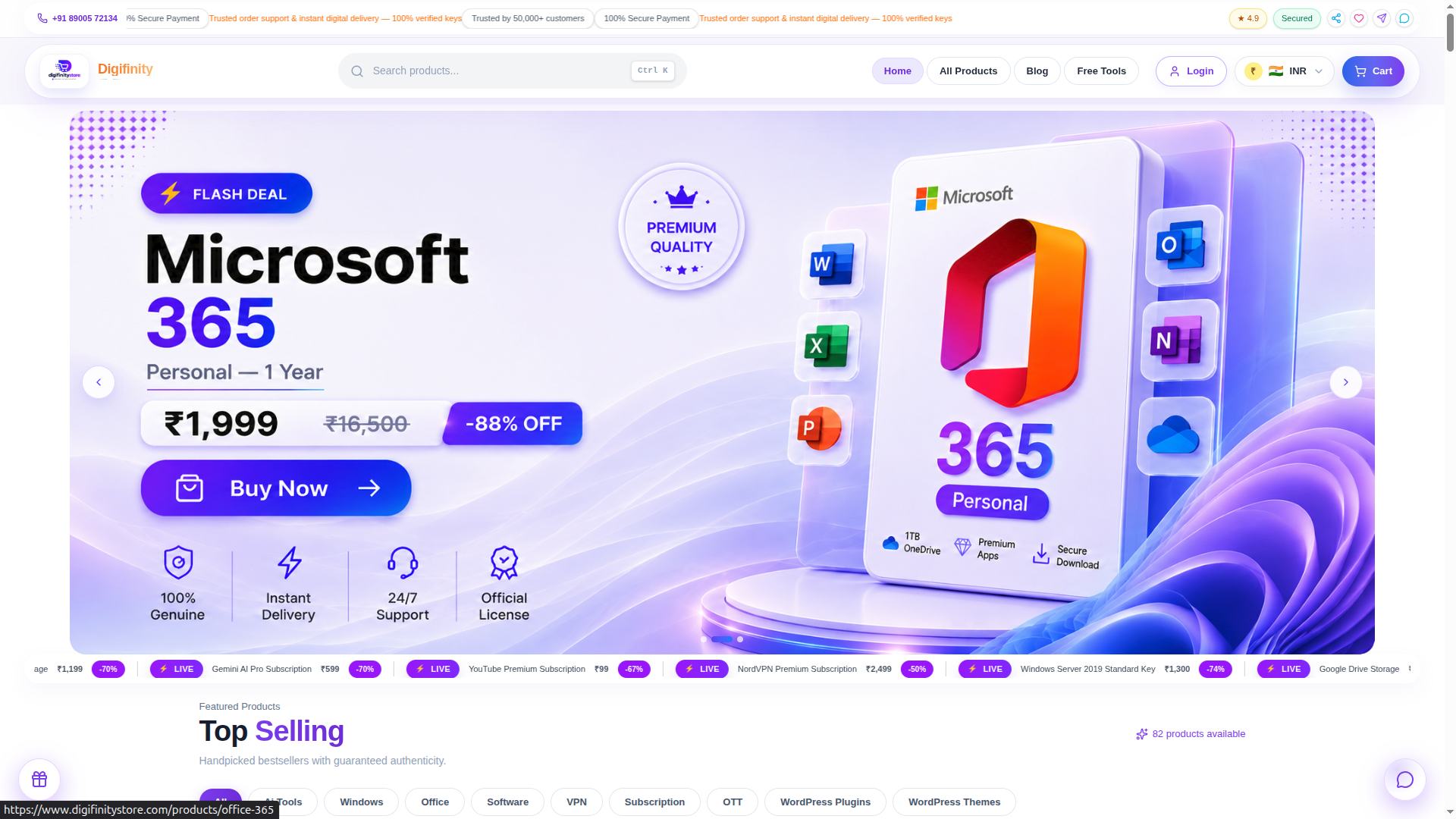 Digifinity Store — e-commerce website built by WebRankerIT